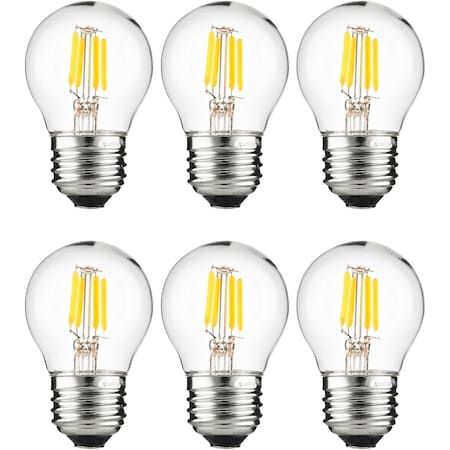 Sunlite LED G16 Filament Globe 3W 25W Equiv 250 Lumens Dimmable E26 Base Short Bulbs, 2200K Amber, 6PK 40962-NS